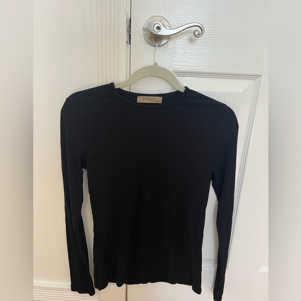 September Black Ribbed Top
